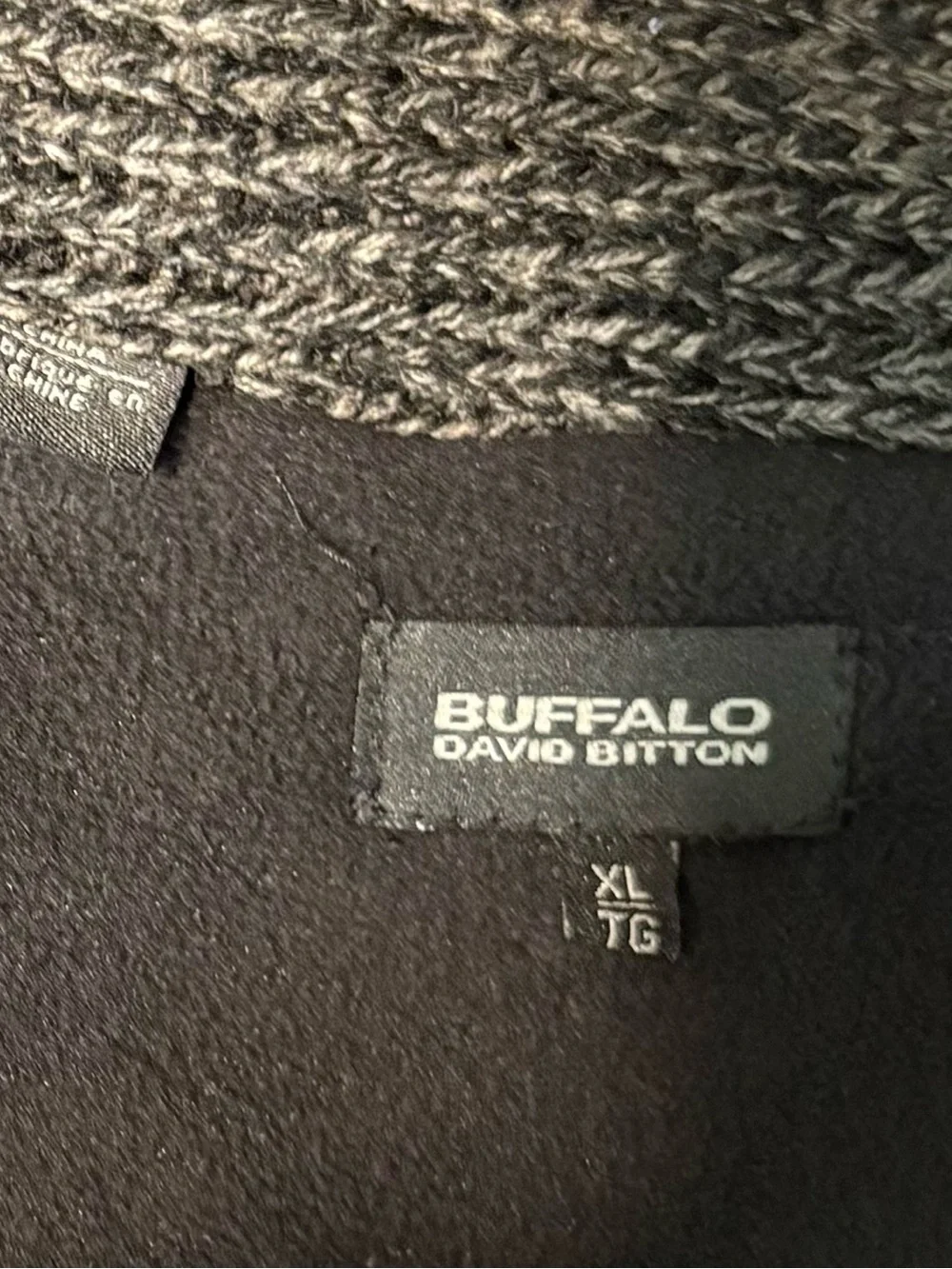 Buffalo David Bitton Charcoal Shawl Collar Patterned Cardigan